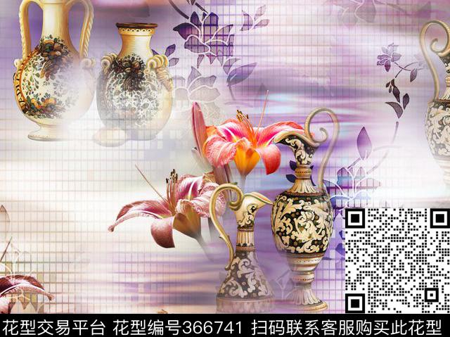 花卉个性梦幻数码印花华亿平台下载（图片编号: 366741） - 瓦栏（Walan）