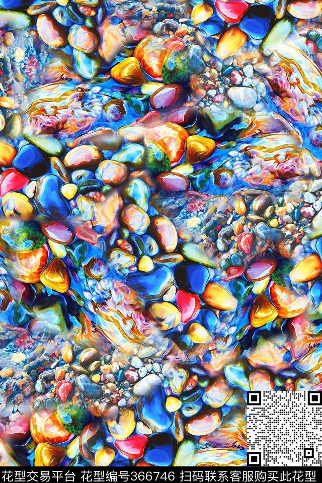 鹅卵石抽象简洁数码印花华亿平台下载（图片编号: 366746） - 瓦栏（Walan）