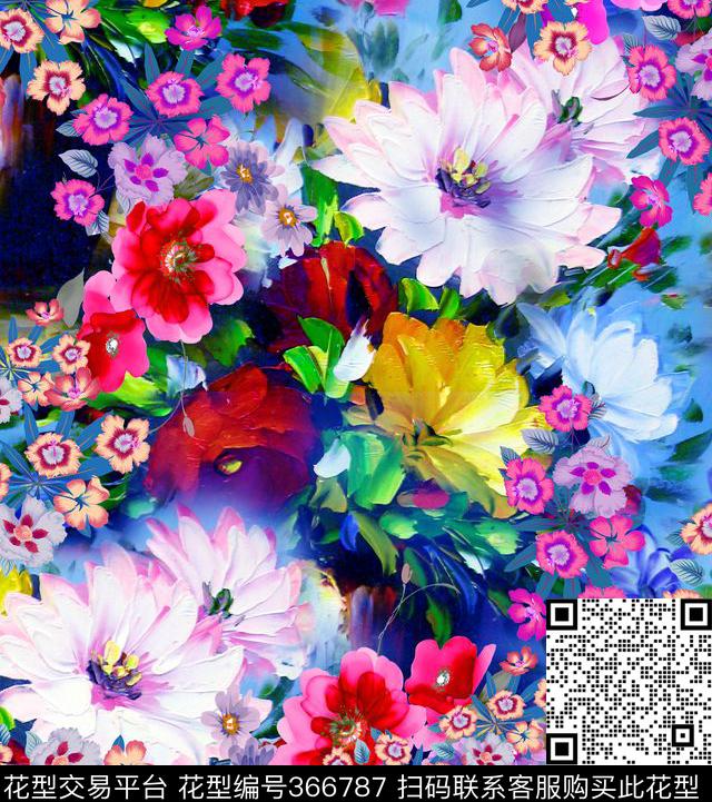 自然写意花卉小碎花传统印花华亿平台下载（图片编号: 366787） - 瓦栏（Walan）