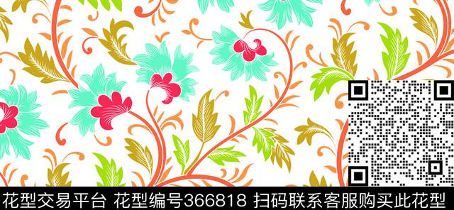 花卉传统印花华亿平台下载（图片编号: 366818） - 瓦栏（Walan）