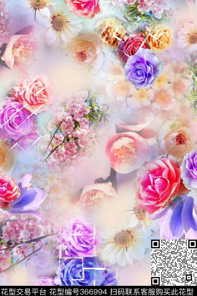 泳装小清新花卉数码印花华亿平台下载（图片编号: 366994） - 瓦栏（Walan）