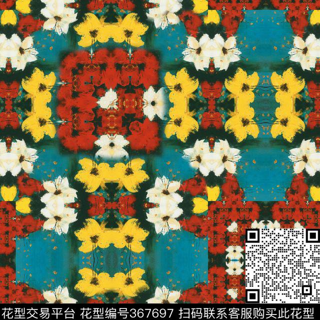 抽象窗格数码印花华亿平台下载（图片编号: 367697） - 瓦栏（Walan）