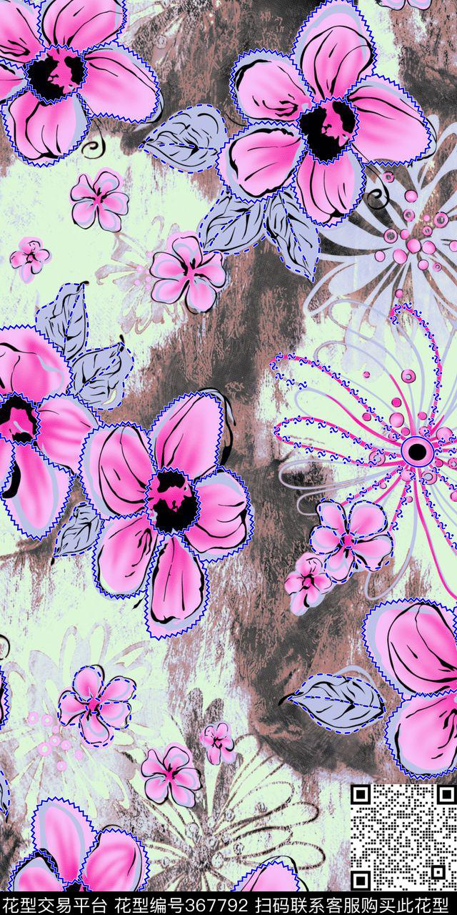 抽象花卉传统印花华亿平台下载（图片编号: 367792） - 瓦栏（Walan）