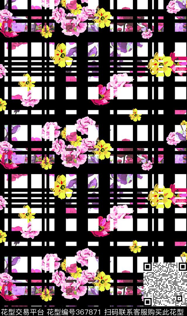 波点格子花数码印花华亿平台下载（图片编号: 367871） - 瓦栏（Walan）