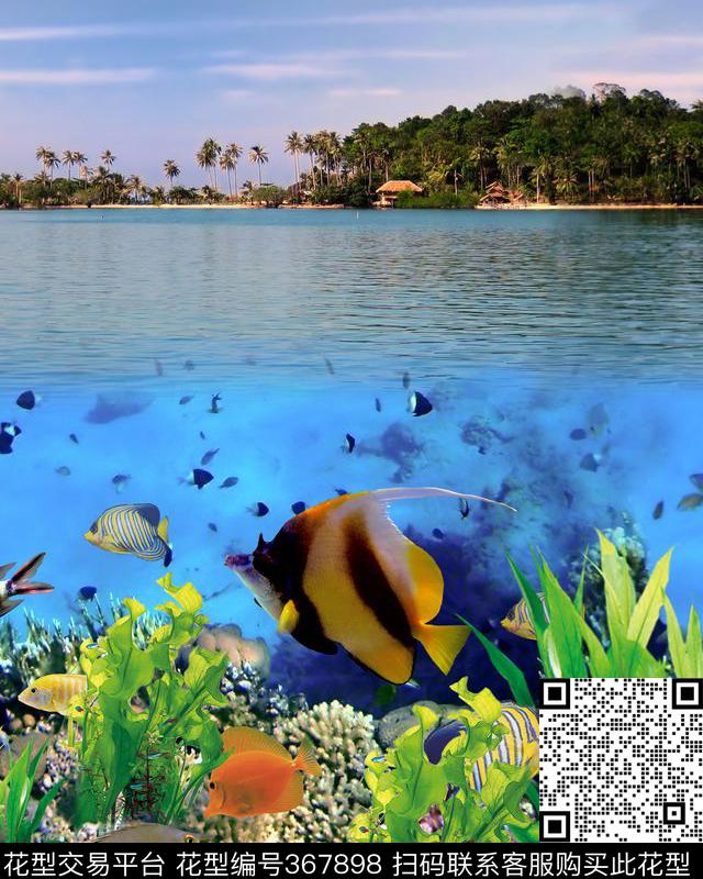 珊瑚鱼快时尚定位花数码印花华亿平台下载（图片编号: 367898） - 瓦栏（Walan）