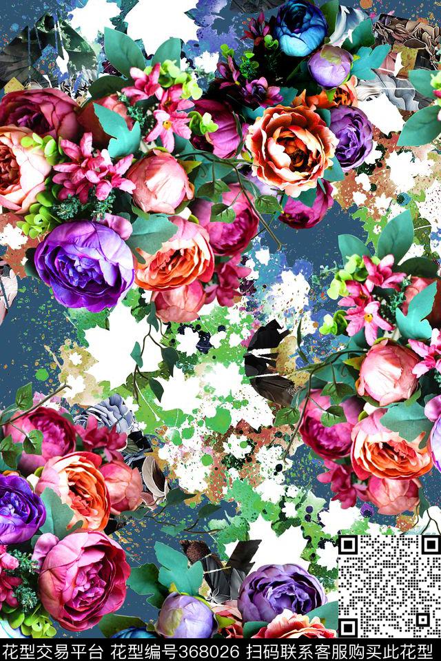 花卉抽象风何数码印花华亿平台下载（图片编号: 368026） - 瓦栏（Walan）