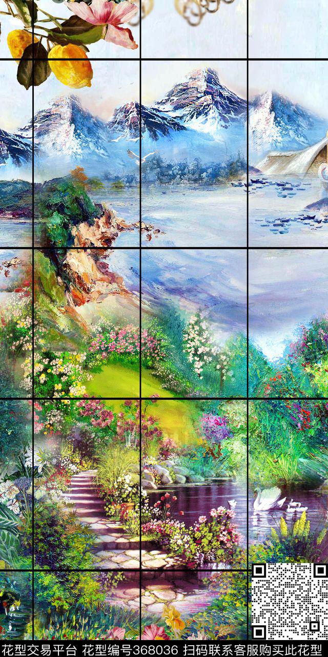 风景定位花快时尚数码印花华亿平台下载（图片编号: 368036） - 瓦栏（Walan）