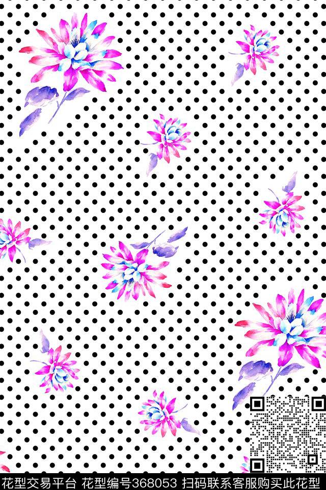 波点手绘花样传统印花华亿平台下载（图片编号: 368053） - 瓦栏（Walan）