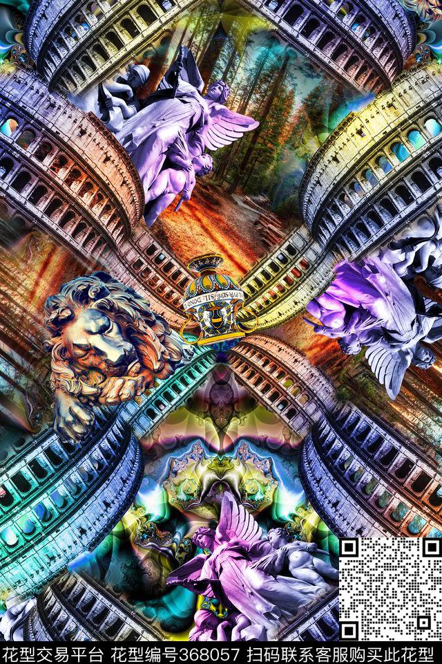 狮子建筑人像数码印花华亿平台下载（图片编号: 368057） - 瓦栏（Walan）