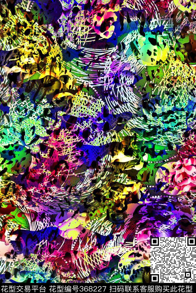 抽象豹纹抽象炫彩数码印花华亿平台下载（图片编号: 368227） - 瓦栏（Walan）