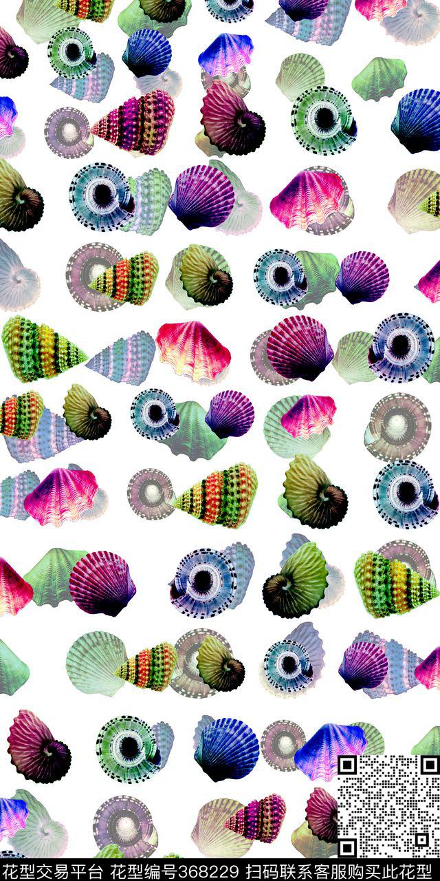 个性数码华亿平台热带、纹路、贝壳数码印花华亿平台下载（图片编号: 368229） - 瓦栏（Walan）