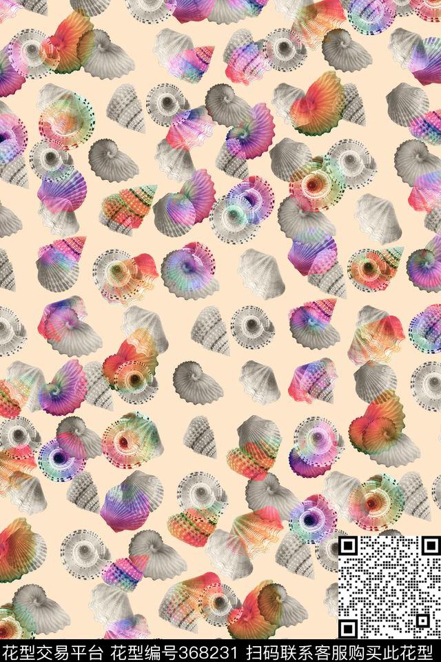 个性数码热带、、贝壳数码印花华亿平台下载（图片编号: 368231） - 瓦栏（Walan）