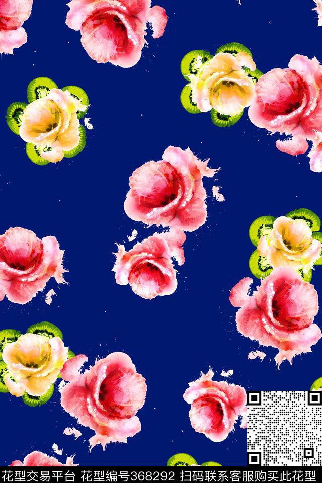 花卉手绘抽象简洁数码印花华亿平台下载（图片编号: 368292） - 瓦栏（Walan）