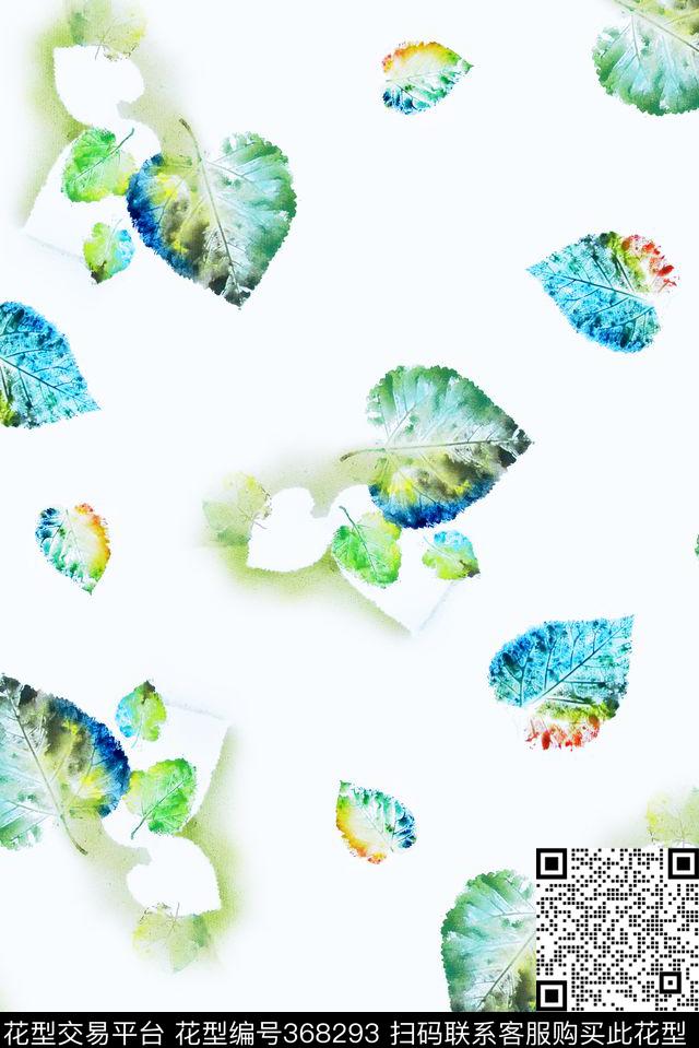 水彩画树叶抽象数码印花华亿平台下载（图片编号: 368293） - 瓦栏（Walan）