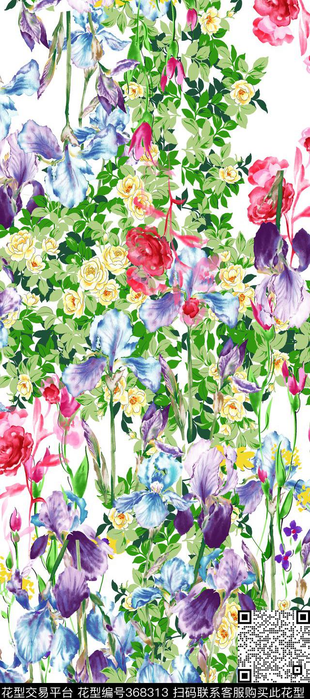 手绘油画小清新花卉数码印花华亿平台下载（图片编号: 368313） - 瓦栏（Walan）