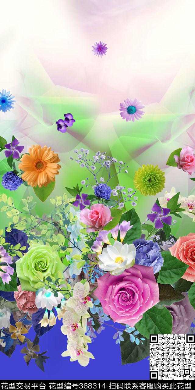 定位花卉几何数码印花华亿平台下载（图片编号: 368314） - 瓦栏（Walan）
