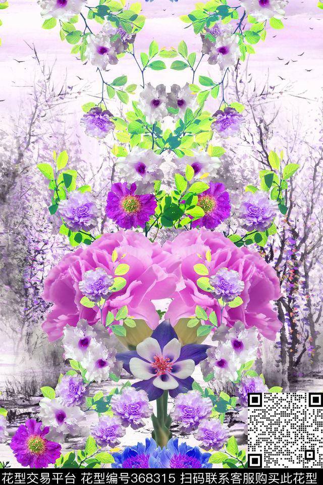 定位花卉植物数码印花华亿平台下载（图片编号: 368315） - 瓦栏（Walan）