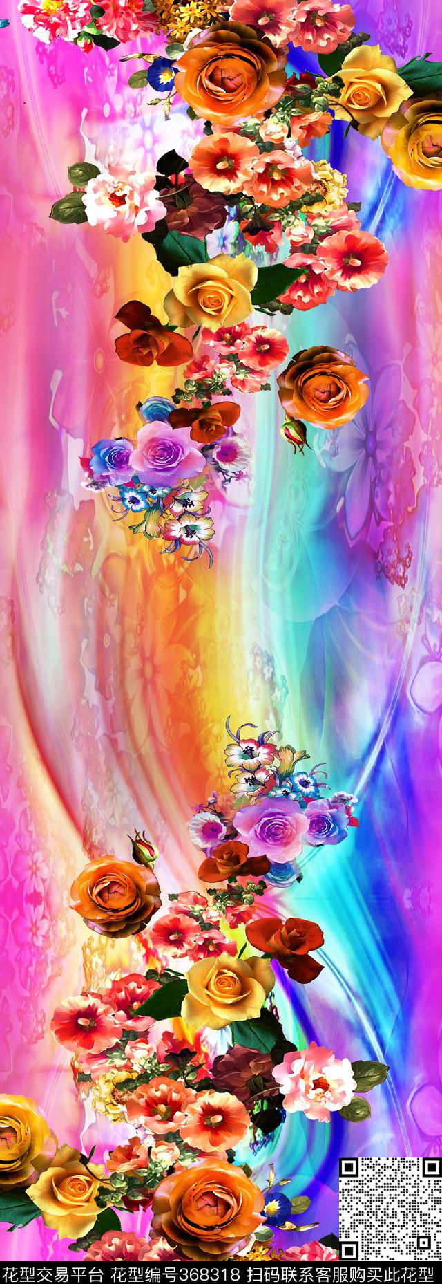 花卉鲜花数码印花华亿平台下载（图片编号: 368318） - 瓦栏（Walan）