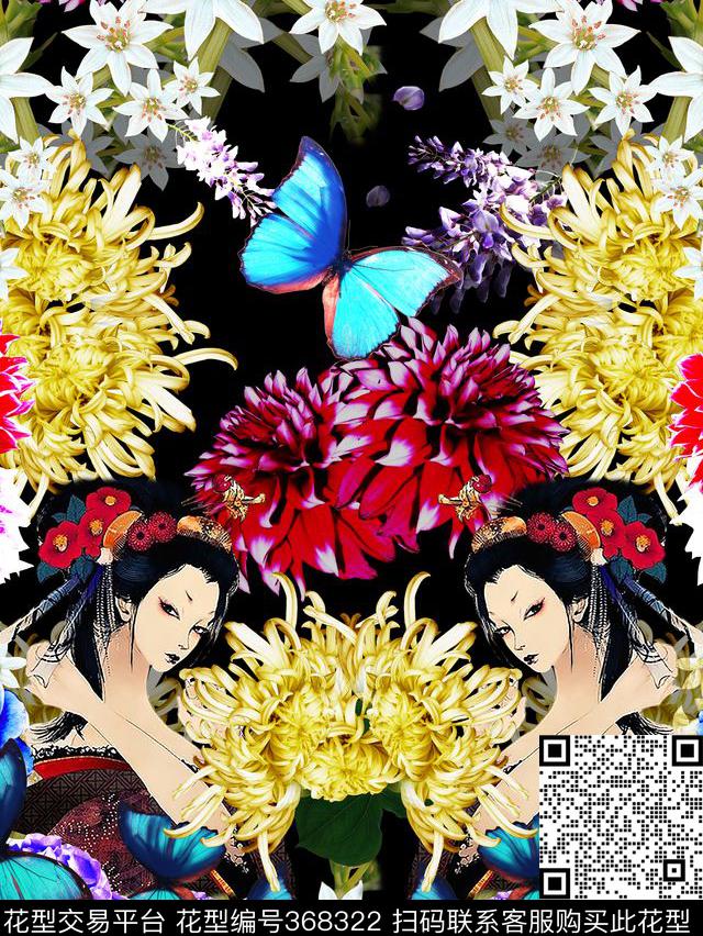 定位花卉美女数码印花华亿平台下载（图片编号: 368322） - 瓦栏（Walan）
