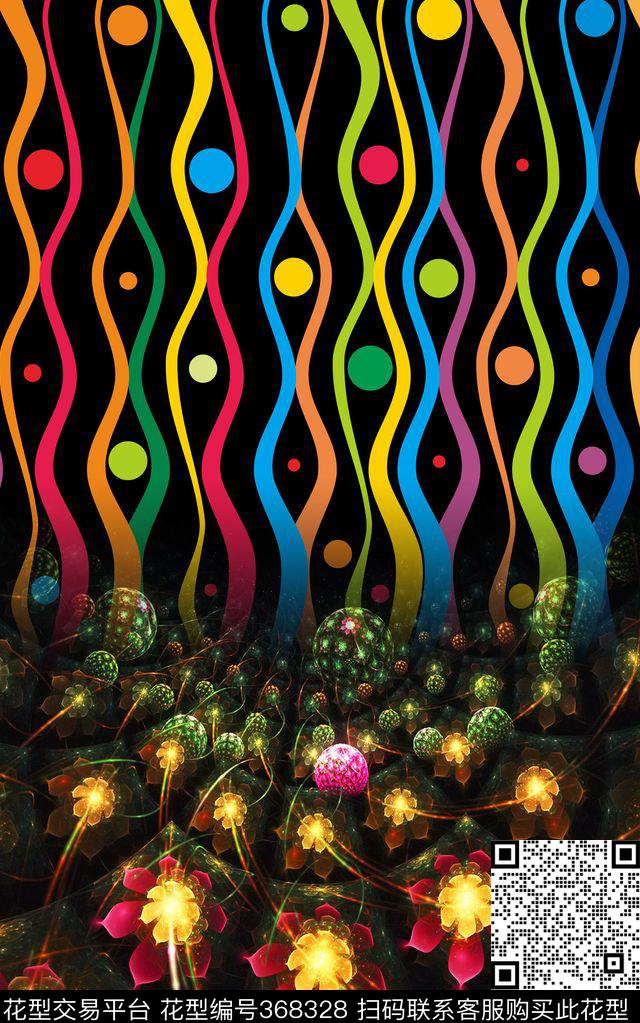 定位条纹花卉数码印花华亿平台下载（图片编号: 368328） - 瓦栏（Walan）