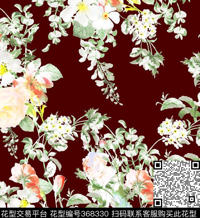 花卉时尚女装大牌华亿平台传统印花华亿平台下载（图片编号: 368330） - 瓦栏（Walan）