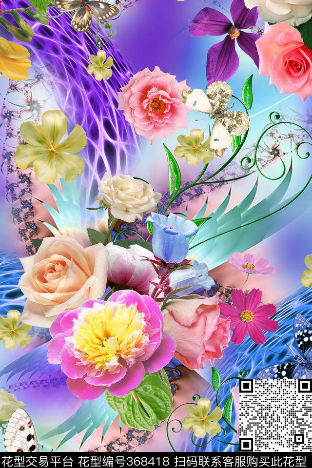 定位花卉纹理数码印花华亿平台下载（图片编号: 368418） - 瓦栏（Walan）