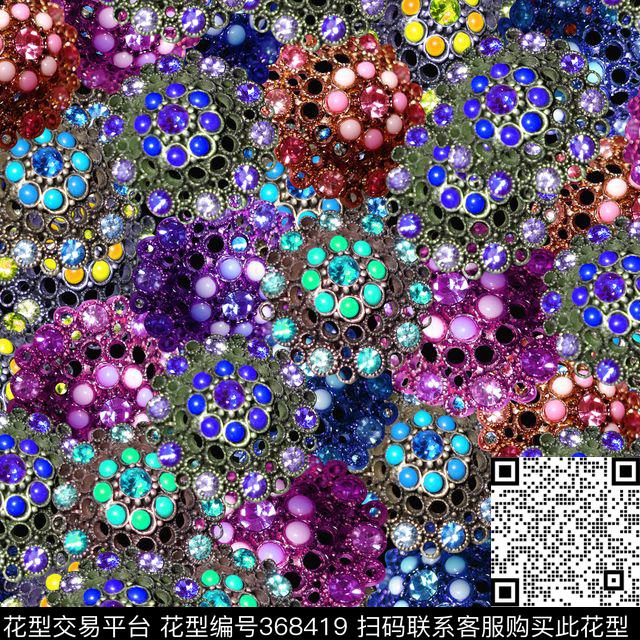 珠宝炫彩爆款散花数码印花华亿平台下载（图片编号: 368419） - 瓦栏（Walan）