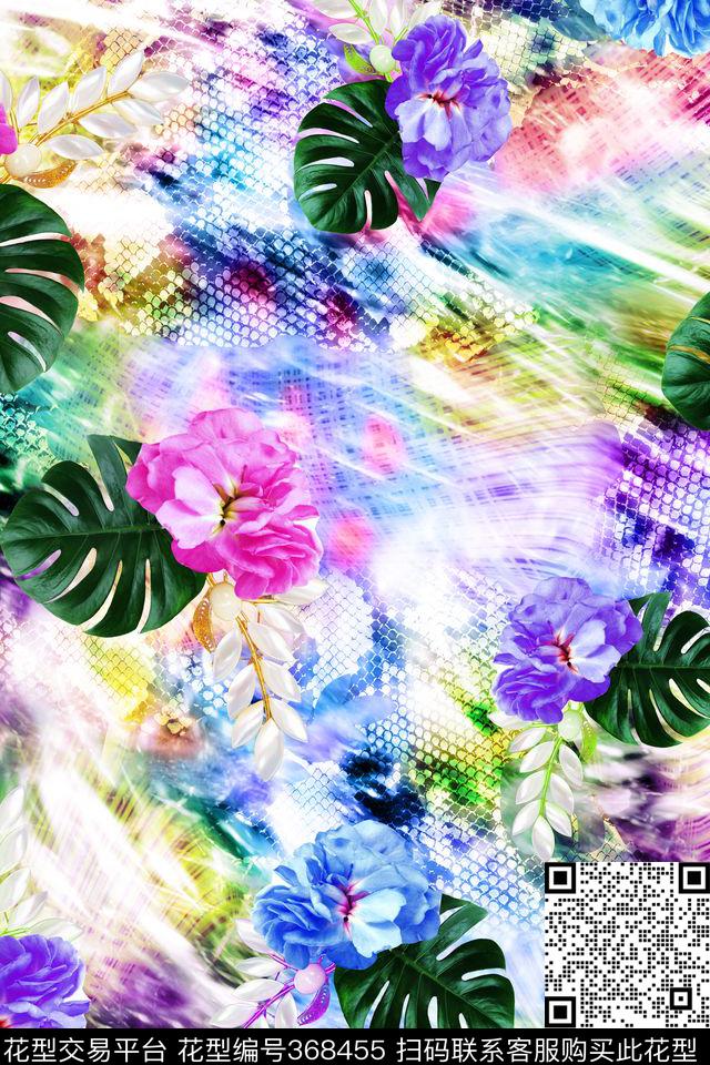 纹理花卉层次数码印花华亿平台下载（图片编号: 368455） - 瓦栏（Walan）