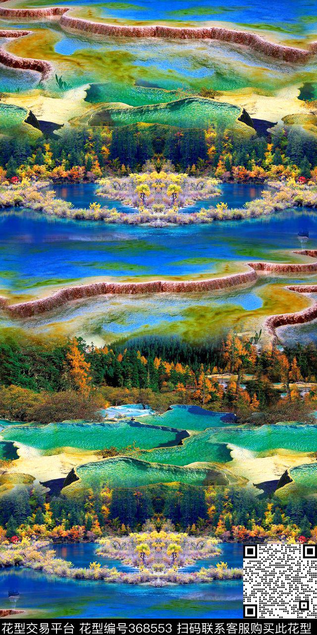 风景定位花卉数码印花华亿平台下载（图片编号: 368553） - 瓦栏（Walan）