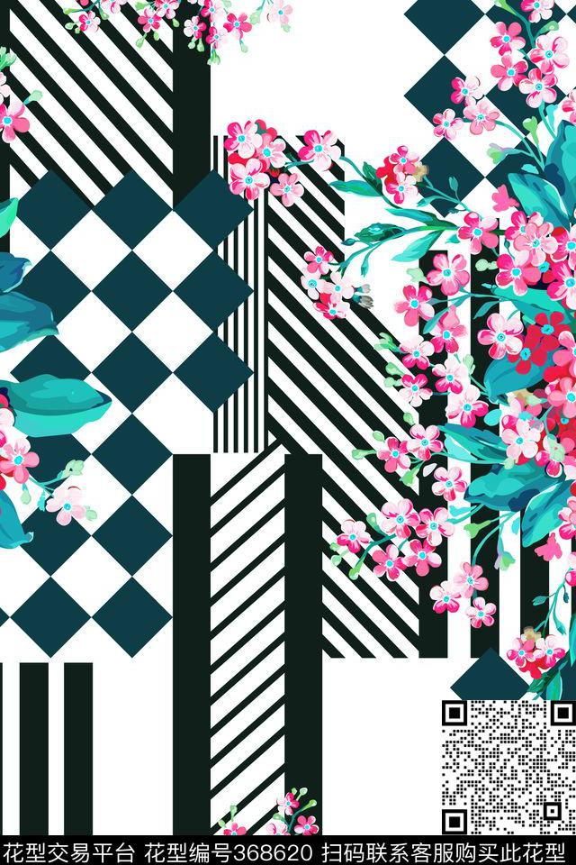 几何图碎花数码印花华亿平台下载（图片编号: 368620） - 瓦栏（Walan）