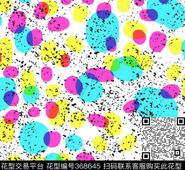 手绘笔触波点时尚传统印花华亿平台下载（图片编号: 368645） - 瓦栏（Walan）