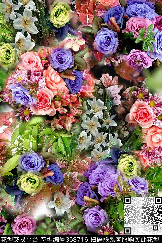 油画花卉数码印花华亿平台下载（图片编号: 368716） - 瓦栏（Walan）