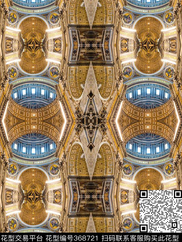 复古文艺教堂数码印花华亿平台下载（图片编号: 368721） - 瓦栏（Walan）