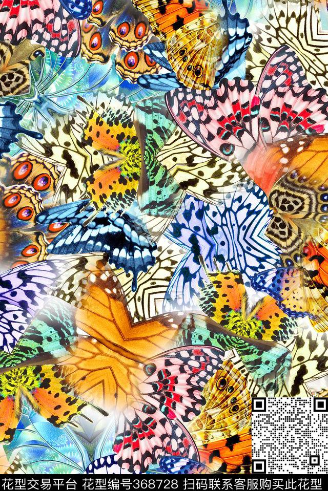 蝴蝶另类抽象简洁数码印花华亿平台下载（图片编号: 368728） - 瓦栏（Walan）