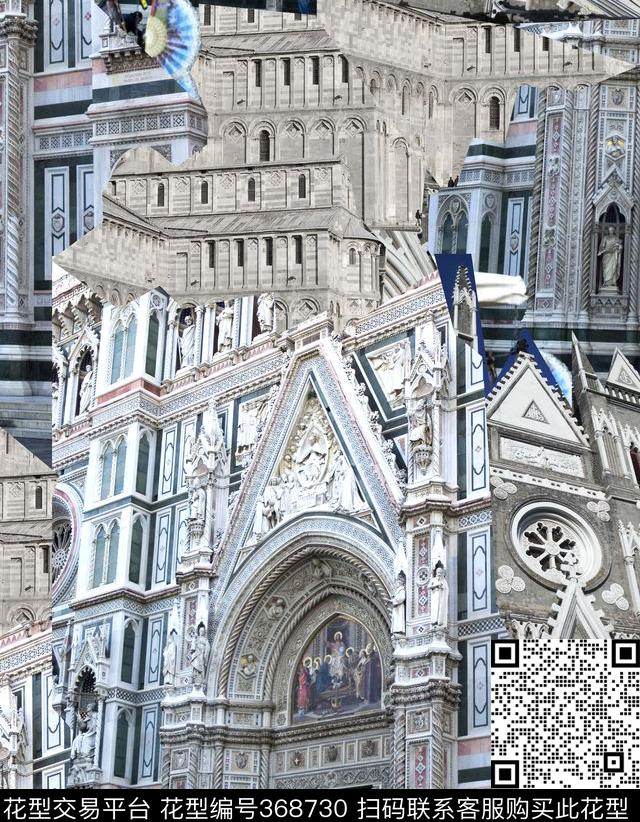 建筑教堂华丽数码印花华亿平台下载（图片编号: 368730） - 瓦栏（Walan）