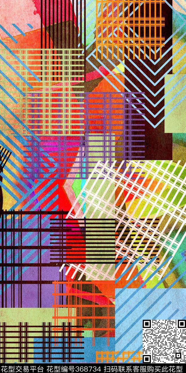 几何抽象抽象简洁数码印花华亿平台下载（图片编号: 368734） - 瓦栏（Walan）