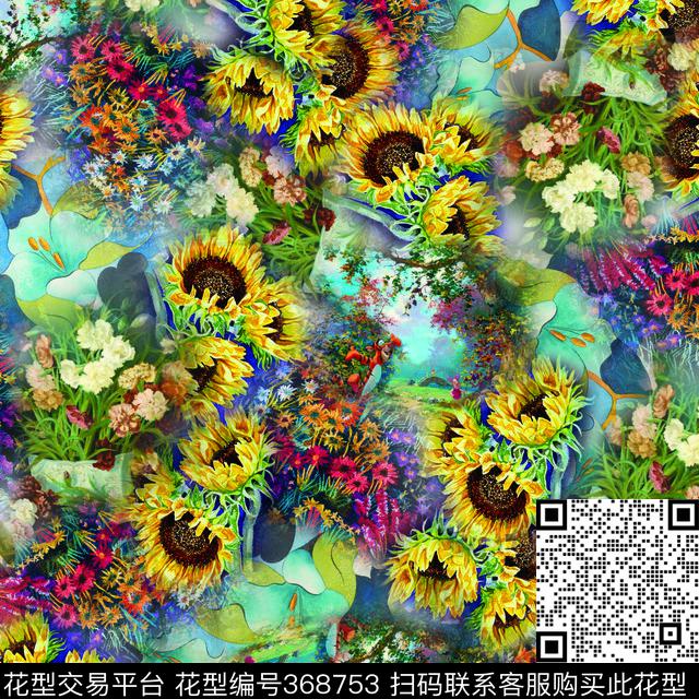 田园风花花卉数码印花华亿平台下载（图片编号: 368753） - 瓦栏（Walan）