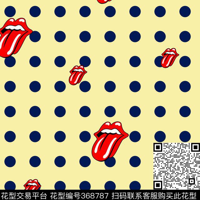 个性嘴巴舌头波点传统印花华亿平台下载（图片编号: 368787） - 瓦栏（Walan）