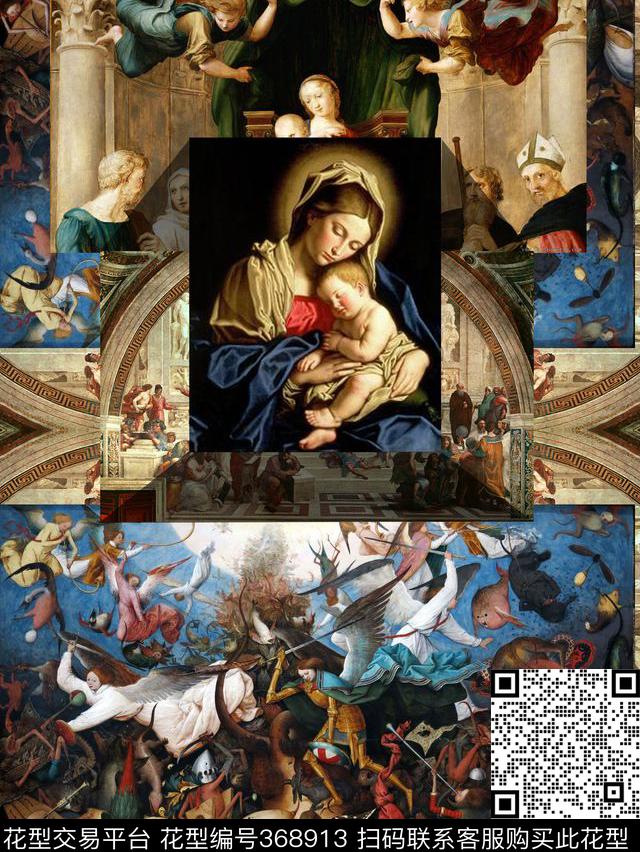 复古圣母教堂数码印花华亿平台下载（图片编号: 368913） - 瓦栏（Walan）