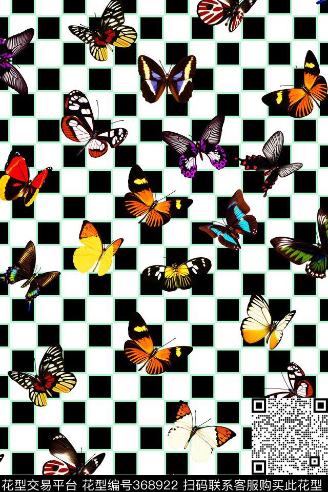 蝴蝶方块几何数码印花华亿平台下载（图片编号: 368922） - 瓦栏（Walan）