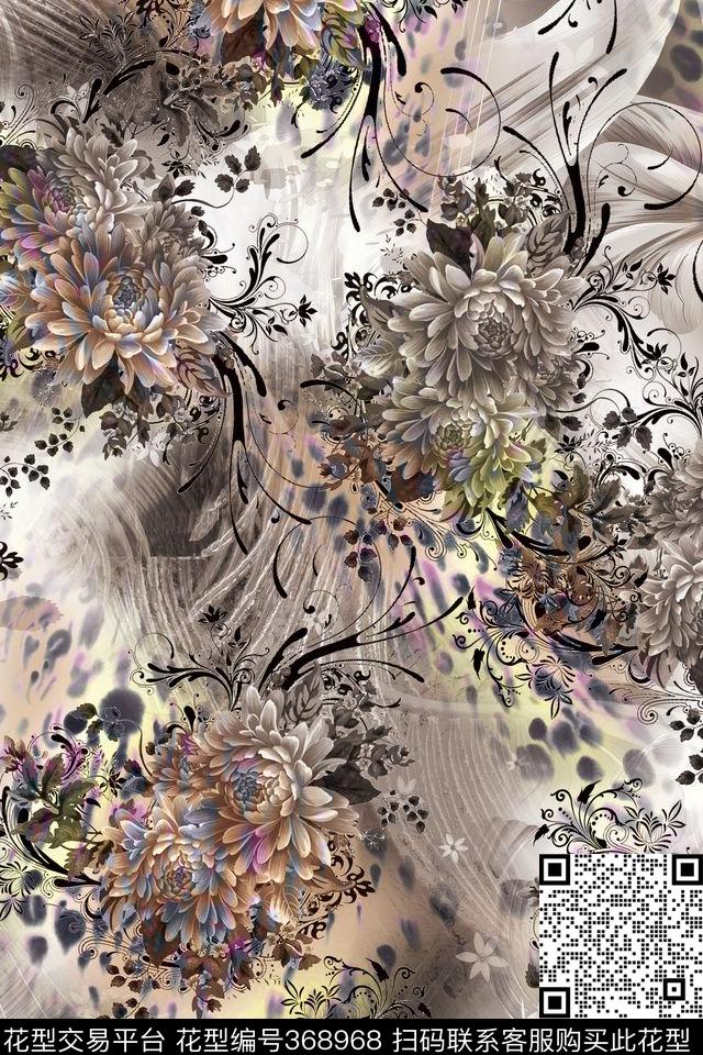 复古纹理豹纹。层次数码印花华亿平台下载（图片编号: 368968） - 瓦栏（Walan）