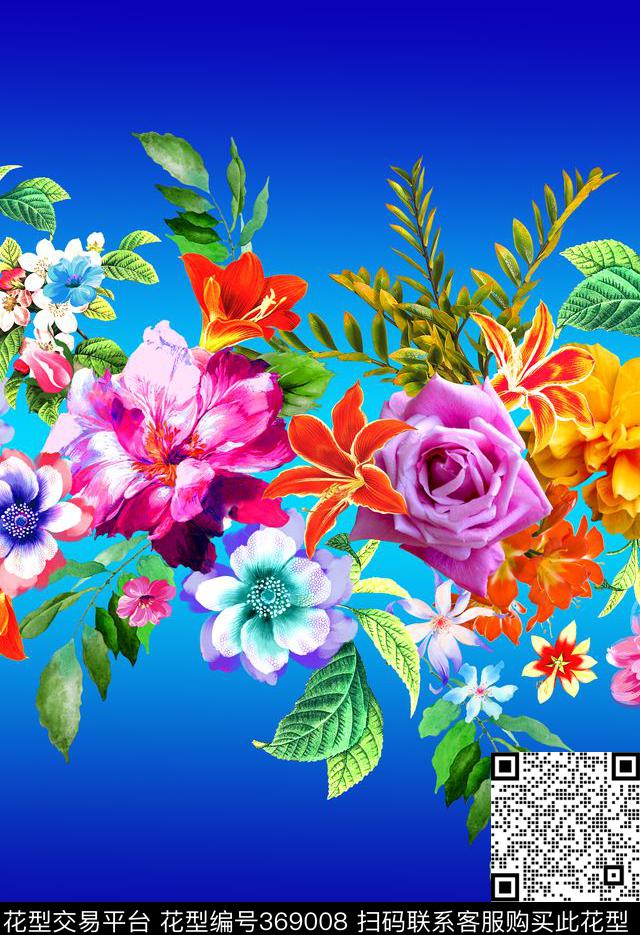 定位花卉花卉几何数码印花华亿平台下载（图片编号: 369008） - 瓦栏（Walan）