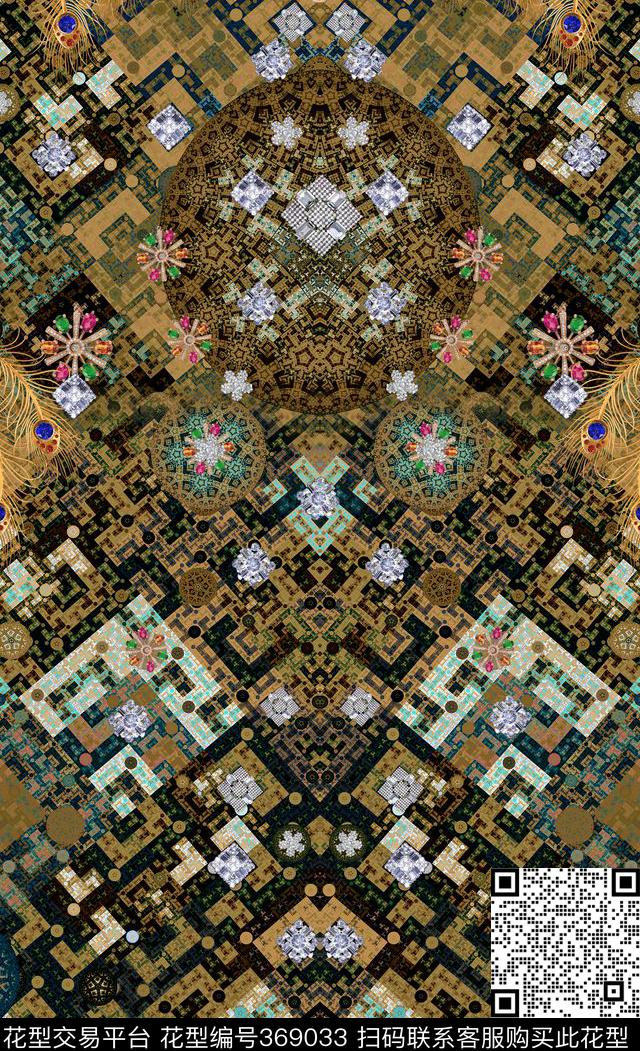 大牌宝石格子数码印花华亿平台下载（图片编号: 369033） - 瓦栏（Walan）