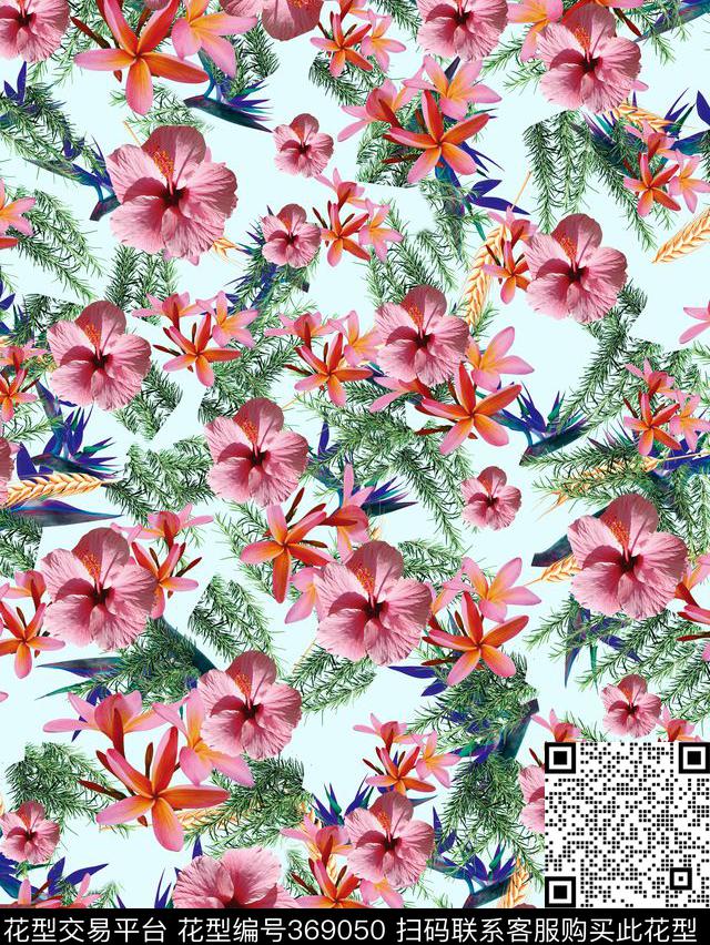 植物花卉木槿花数码印花华亿平台下载（图片编号: 369050） - 瓦栏（Walan）