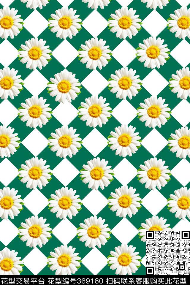 雏菊长条几何纹数码印花华亿平台下载（图片编号: 369160） - 瓦栏（Walan）