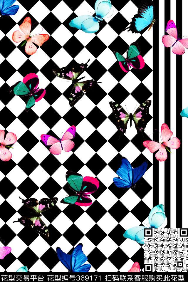 蝴蝶几何形数码印花华亿平台下载（图片编号: 369171） - 瓦栏（Walan）