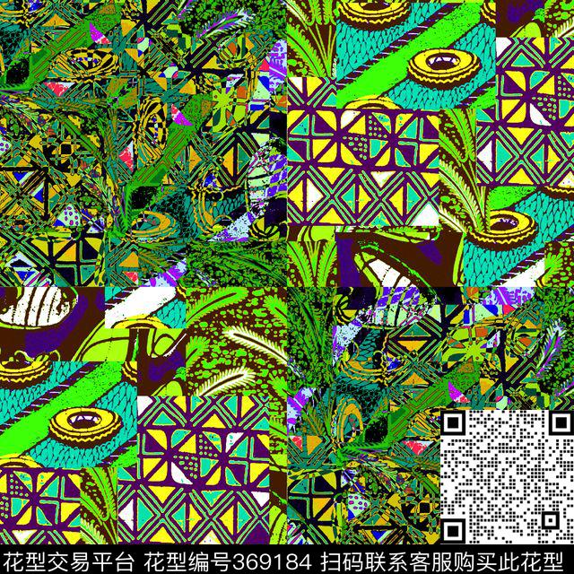 几何拼贴新民族部落风数码印花华亿平台下载（图片编号: 369184） - 瓦栏（Walan）