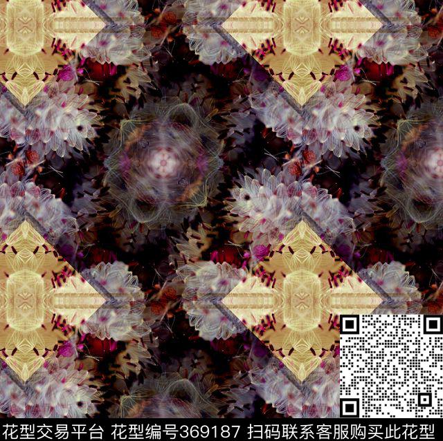 深海夜光复古植物数码印花华亿平台下载（图片编号: 369187） - 瓦栏（Walan）