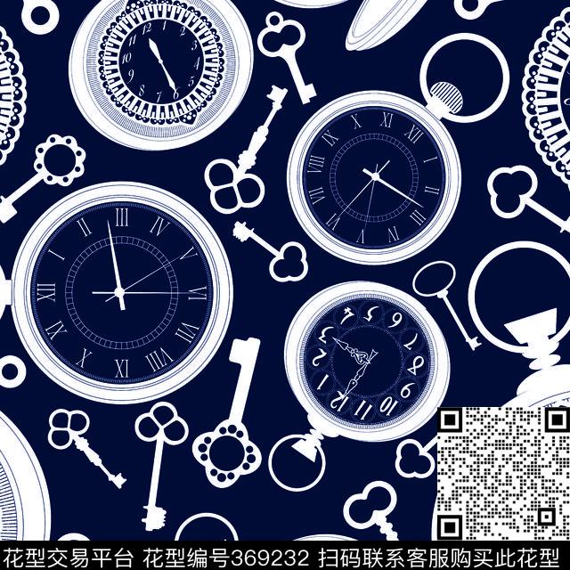 钥匙时钟几何传统印花华亿平台下载（图片编号: 369232） - 瓦栏（Walan）