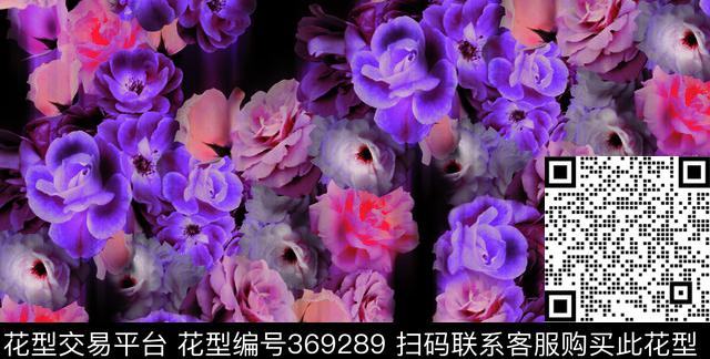 迷幻紫色花朵数码印花华亿平台下载（图片编号: 369289） - 瓦栏（Walan）